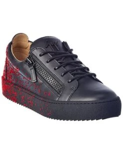 Giuseppe Zanotti Flocked Leather Sneaker Men