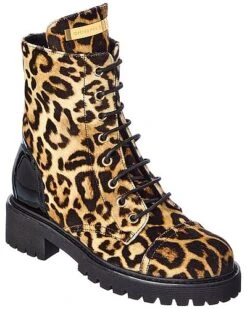 Giuseppe Zanotti Velvet & Patent Combat Boot Women