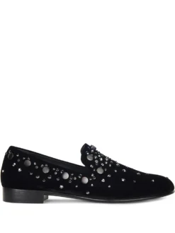 Men Giuseppe Zanotti Seymour Studded Velvet Loafers