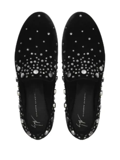 Men Giuseppe Zanotti Seymour Studded Velvet Loafers -Giuseppe Zanotti 16786897 33754582 1000
