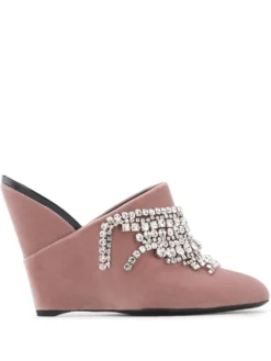 Women Giuseppe Zanotti Deva Crystal-embellished Wedges Mules