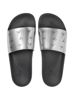 Men Giuseppe Zanotti Metallic Logo Slides -Giuseppe Zanotti 16850802 33463413 1000