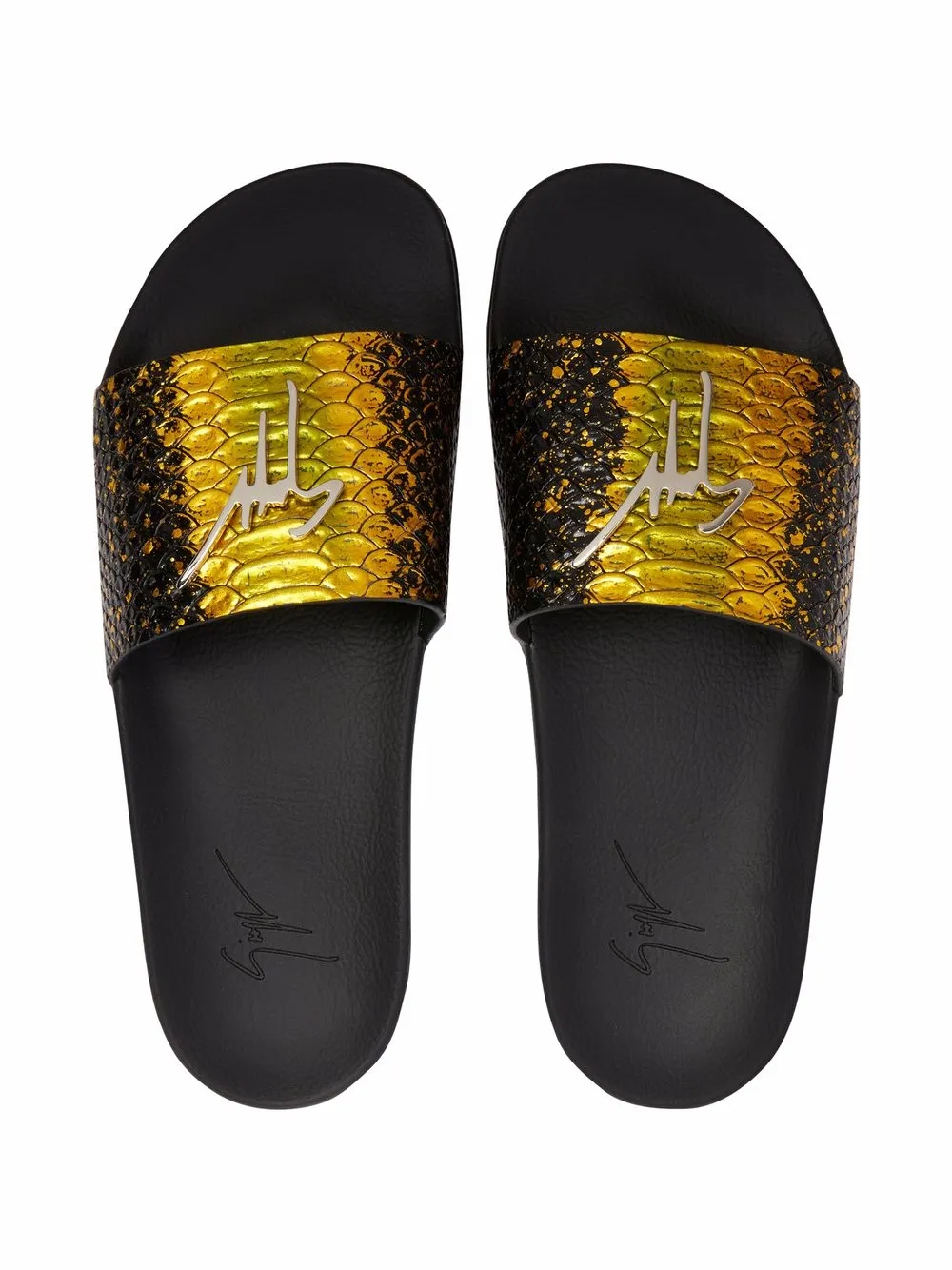 Men Giuseppe Zanotti Brett Metallic Crocodile-effect Slides 6 Men Giuseppe Zanotti Brett Metallic Crocodile-effect Slides - Image 4