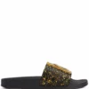 Men Giuseppe Zanotti Brett Metallic Crocodile-effect Slides
