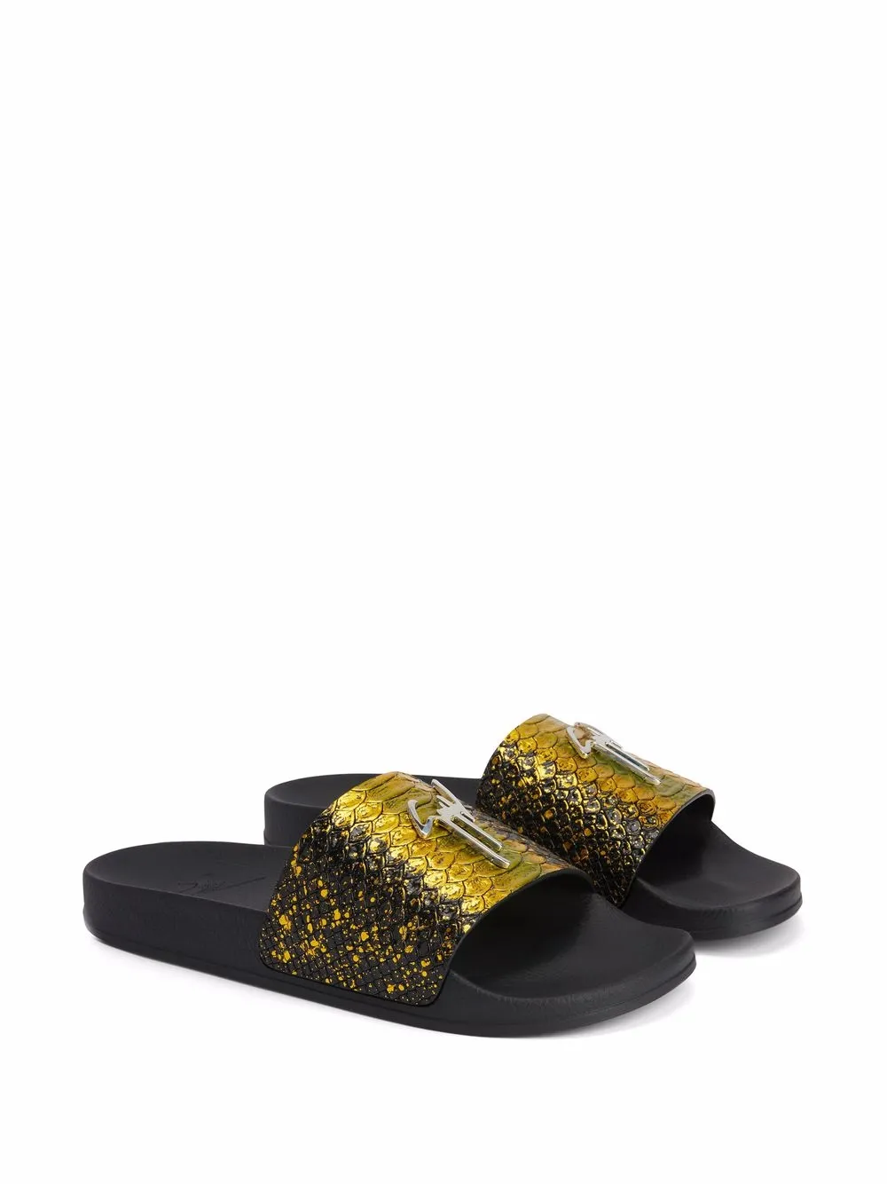 Men Giuseppe Zanotti Brett Metallic Crocodile-effect Slides 4 Men Giuseppe Zanotti Brett Metallic Crocodile-effect Slides - Image 2