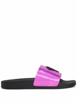 Men Giuseppe Zanotti Brett Logo-plaque Metallic Sliders