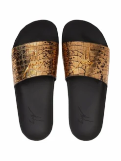 Men Giuseppe Zanotti Brett Crocodile-embossed Sliders -Giuseppe Zanotti 17714022 37300689 1000