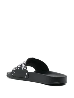 Men Giuseppe Zanotti Abstract-print Logo-plaque Slides -Giuseppe Zanotti 17894468 39037342 1000