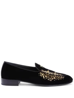Men Giuseppe Zanotti Alvaro Studded Velvet Loafers