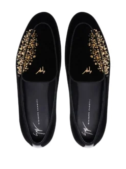 Men Giuseppe Zanotti Alvaro Studded Velvet Loafers -Giuseppe Zanotti 18465366 39847073 1000