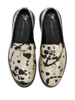 Men Giuseppe Zanotti Snake-effect Paint-splatter Leather Loafers -Giuseppe Zanotti 19205915 45146819 1000