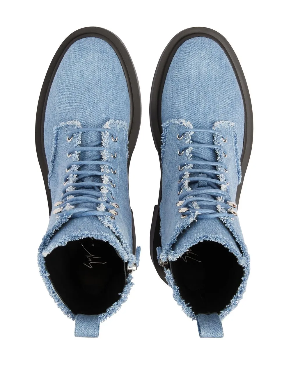 Men Giuseppe Zanotti Adric Frayed Denim Ankle Boots 6 Men Giuseppe Zanotti Adric Frayed Denim Ankle Boots - Image 4