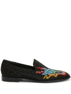 Men Giuseppe Zanotti Rhinestone-embellished Dragon-motif Loafers