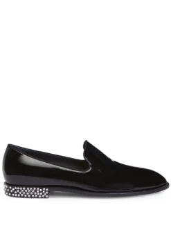 Men Giuseppe Zanotti Gatien Crystal-embellished Leather Loafers